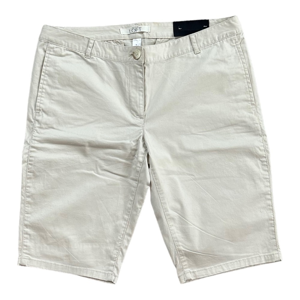 NWT Women’s Shorts Ann Taylor LOFT Marisa Bermuda Shorts Beige Stretch Shorts